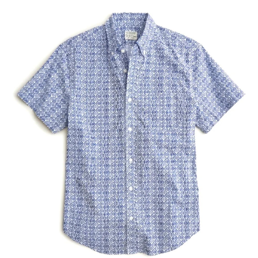 J. Crew (Size L) Men's Multicolored Print Classic Stretch Button Down SS Shirt